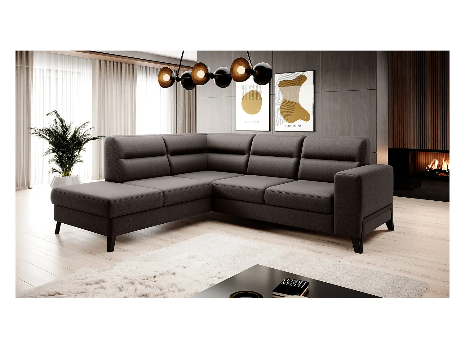 Ecksofa Torronto L/Stoffbezug/Braun