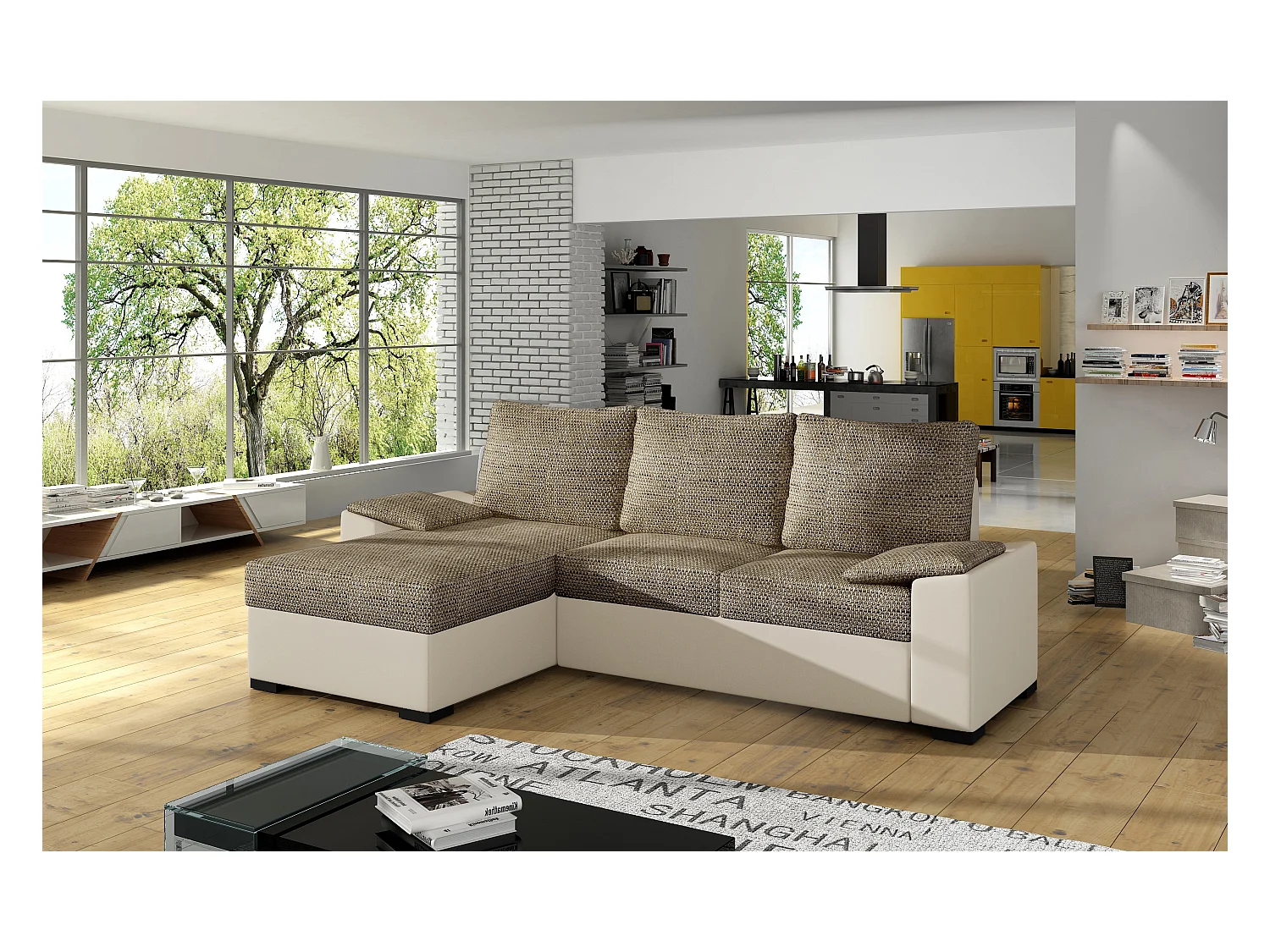 Ecksofa Cadro L/Stoff-Beige