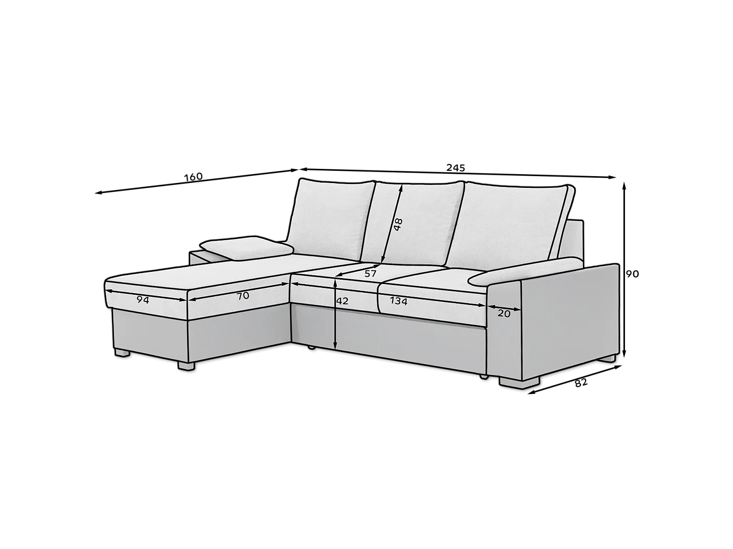 Ecksofa Cadro L/Stoff-Beige