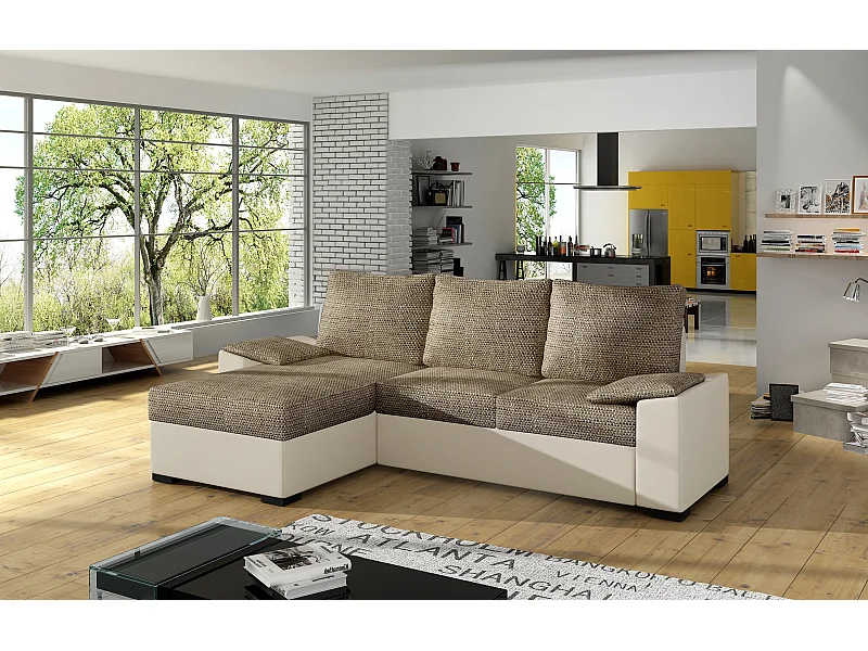 Canapé Corner Cadro L/Tissu-Beige