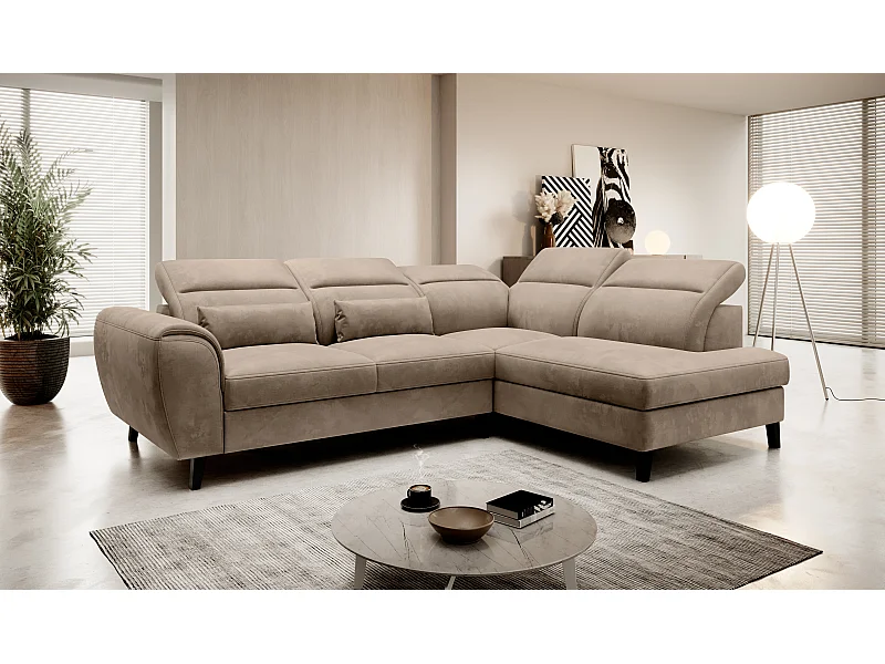 Divano d'angolo Dino R/Tessuto/Beige