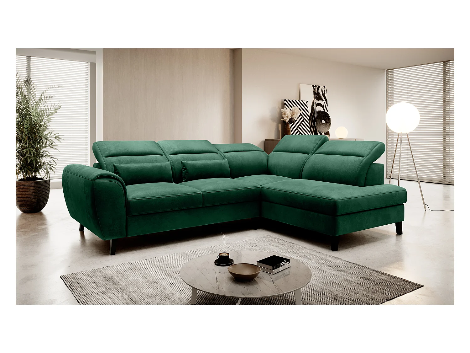 Divano d'angolo Dino R/Tessuto-Verde