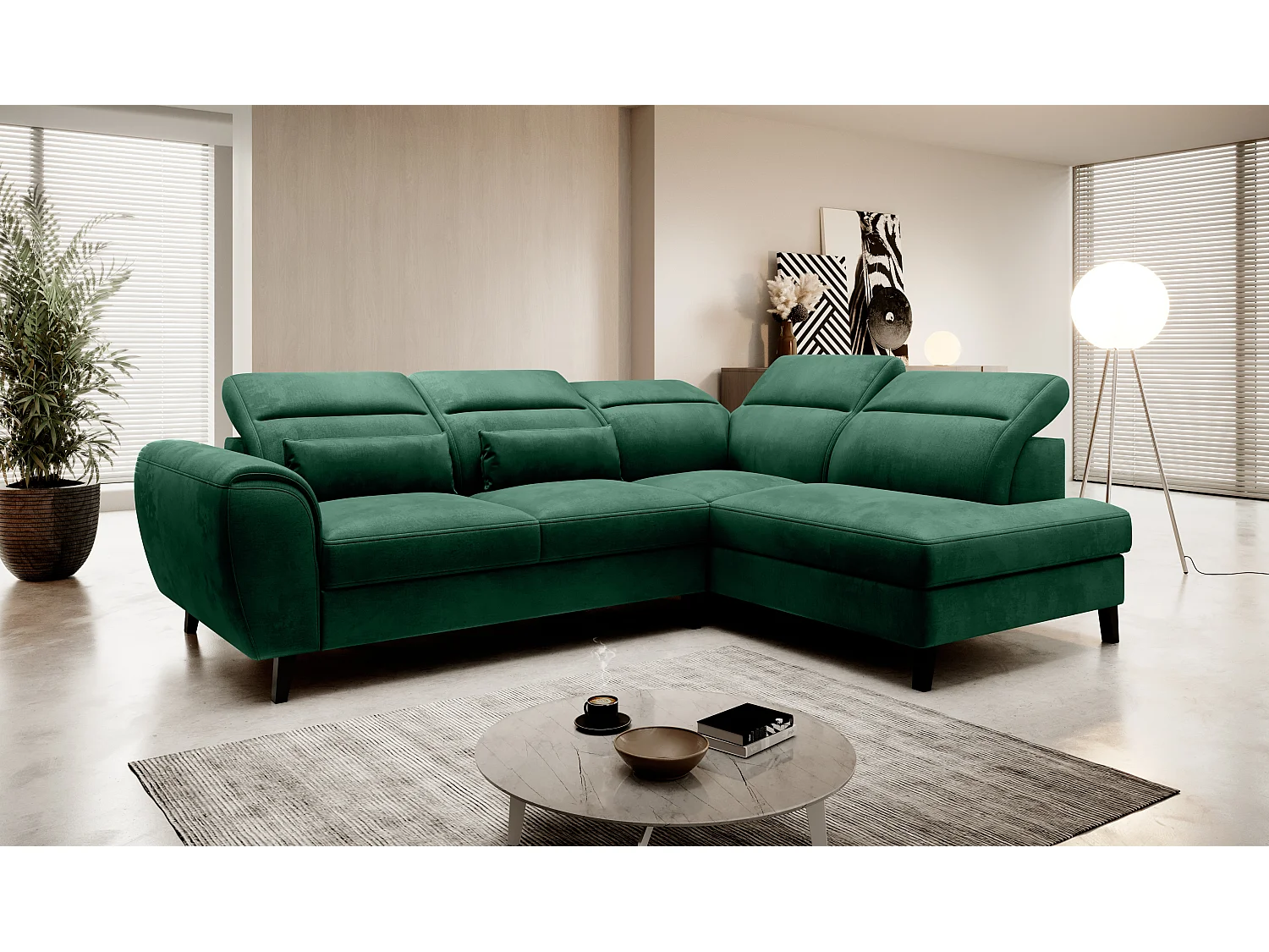 Ecksofa Dino R/Stoffbezug/Grün