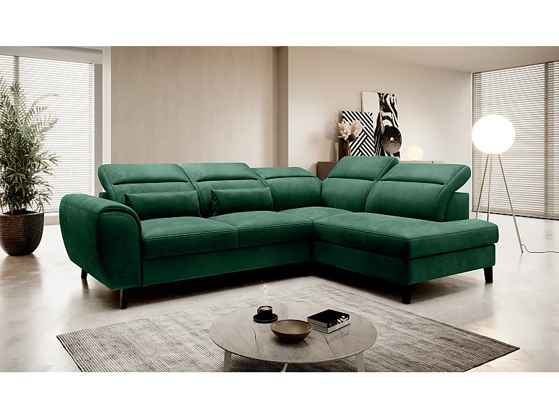 Divano d'angolo Dino R/Tessuto-Verde