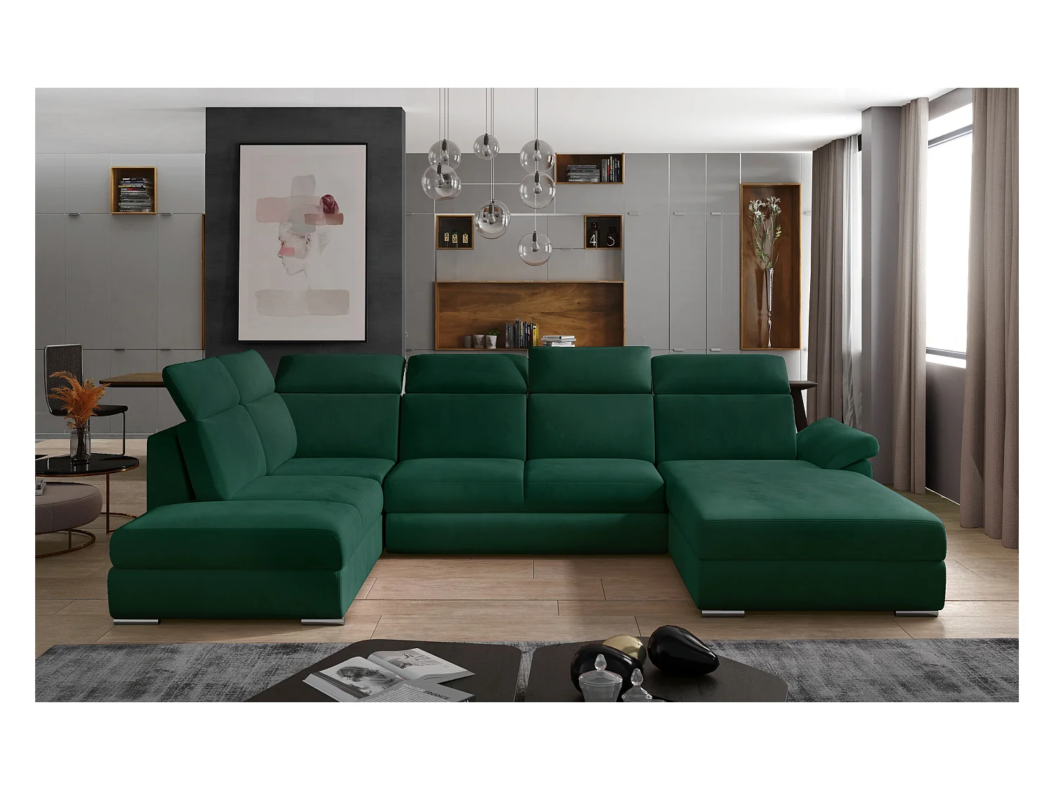 Divano d'angolo Marllon UR/Tessuto-Verde