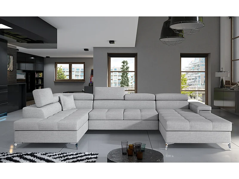 Ecksofa Perano UL/Stoffbezug-Grau