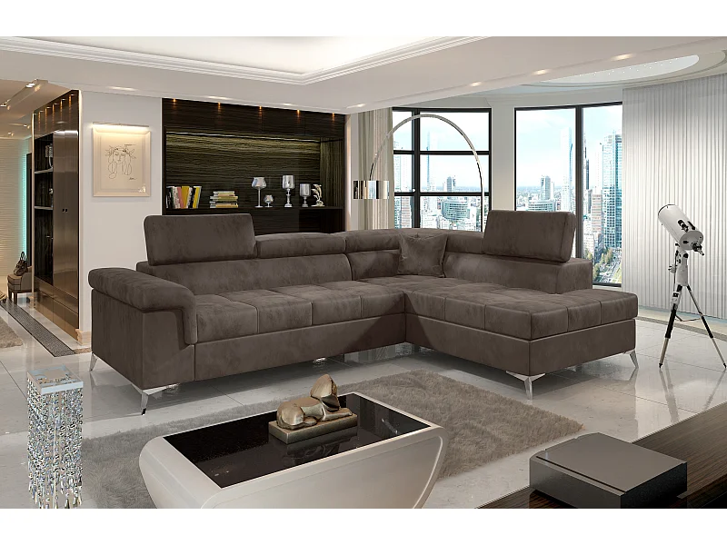 Ecksofa Galano R/Stoff-Braun