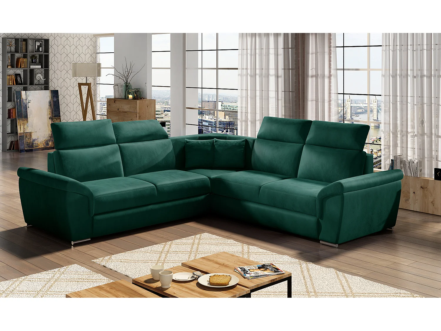 Canapé Corner Russo/Tessu-Vert