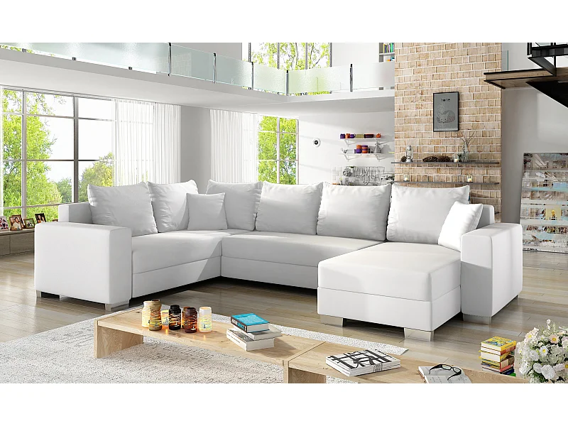 Ecksofa Berta R/Stoff-Weiss