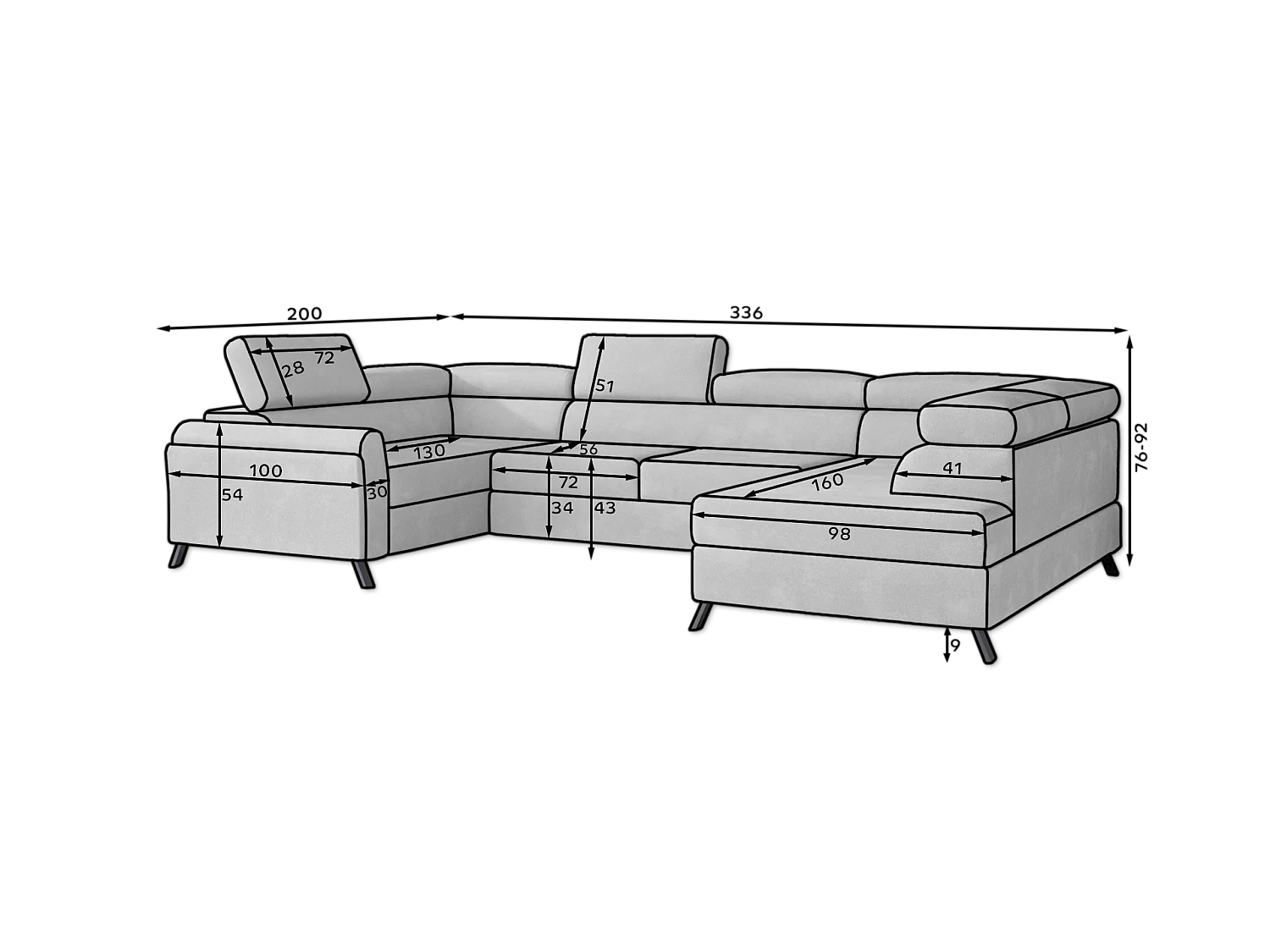 Ecksofa Lenzo UR/Stoff-Beige