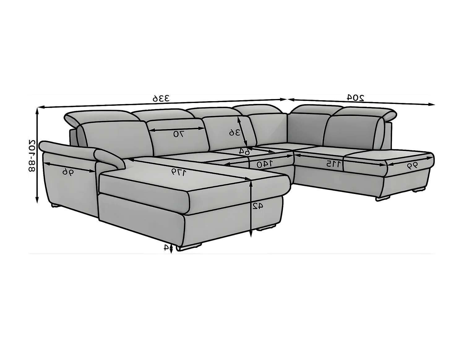 Hoekbank Marllon UL/stof-geel