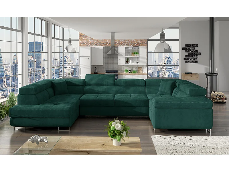 Canapé Corner Otto L/Tissu-Vert