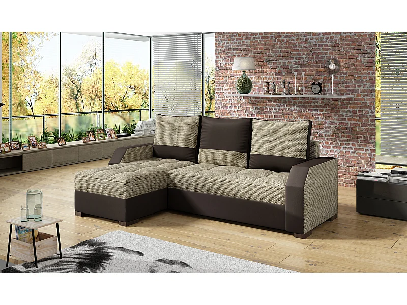 Ecksofa Tarrone L/Stoffbezug/Beige&Braun