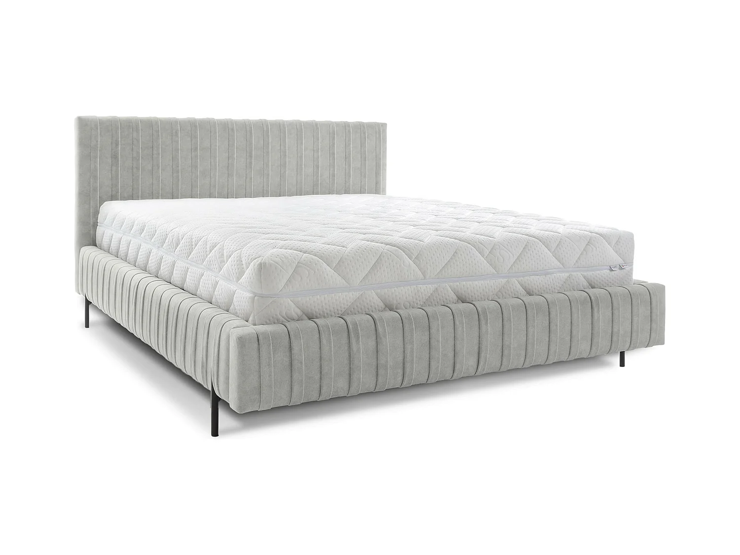 Letto Mario M (160x200)/Tessuto/Grigio