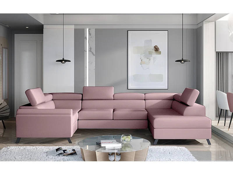 Divano d'angolo Lenzo UR/Tessuto-Rosa