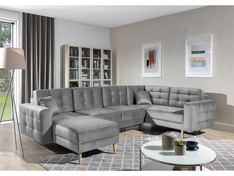 Canapé Corner Daron UL/Tissu-Gris