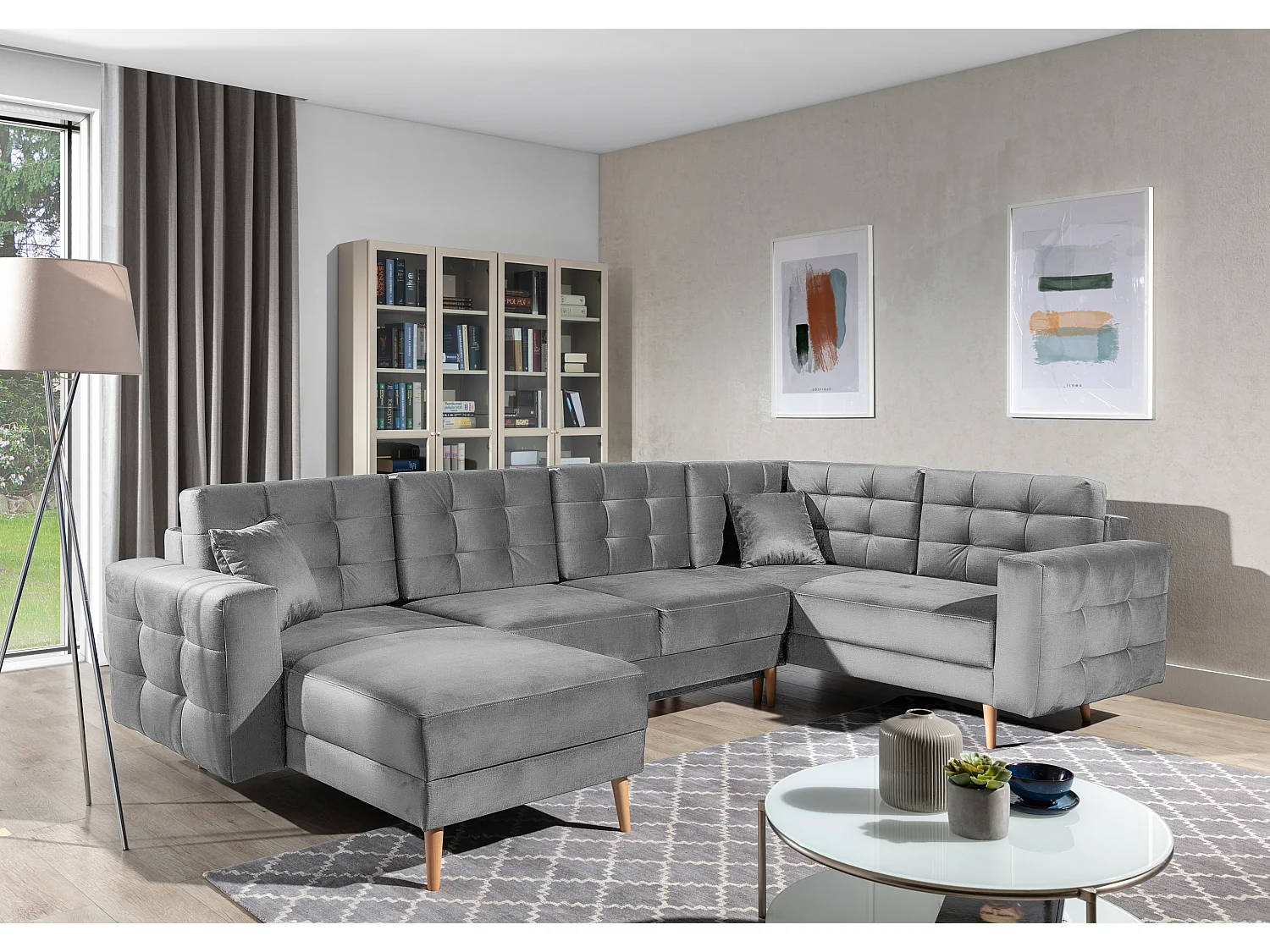 Ecksofa Daron UL/Stoff-Grau