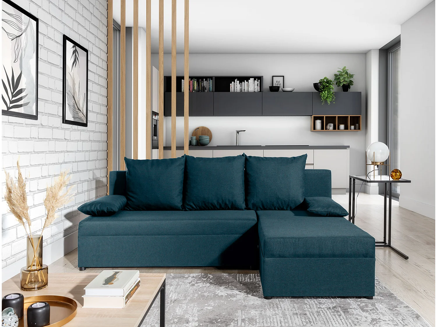 Divano d'angolo Picano R/Tessuto-Blu