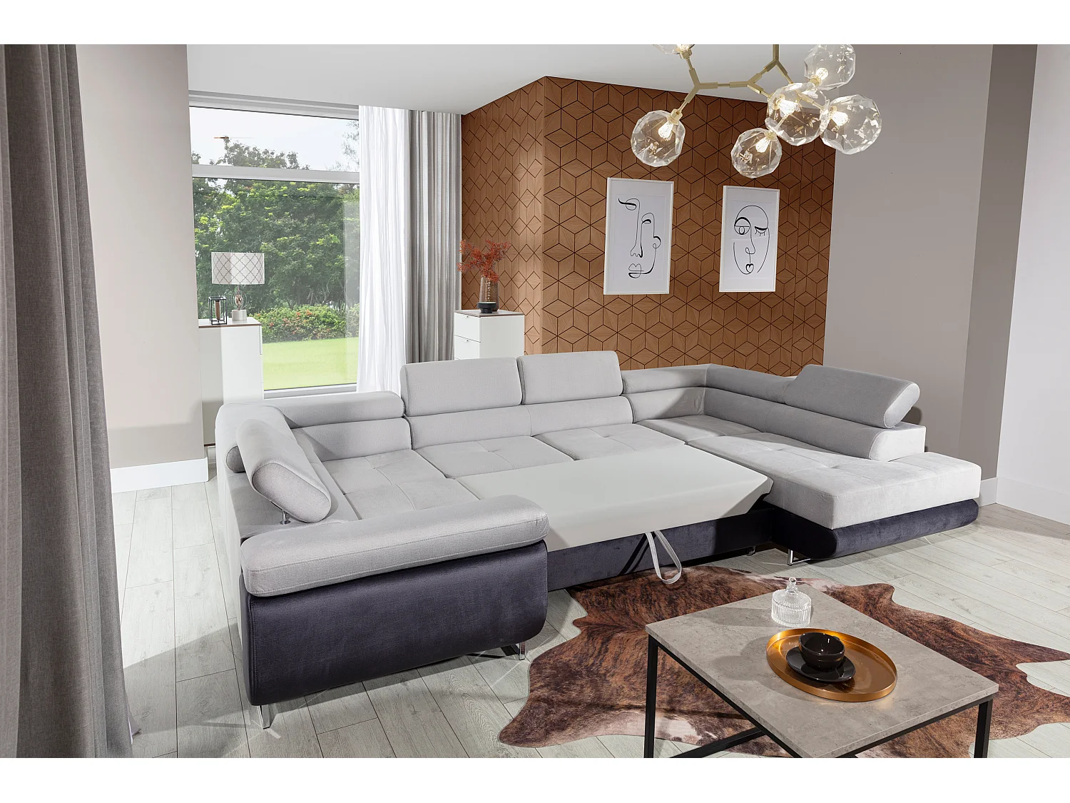 Ecksofa Otto R/Stoff-Schwarz