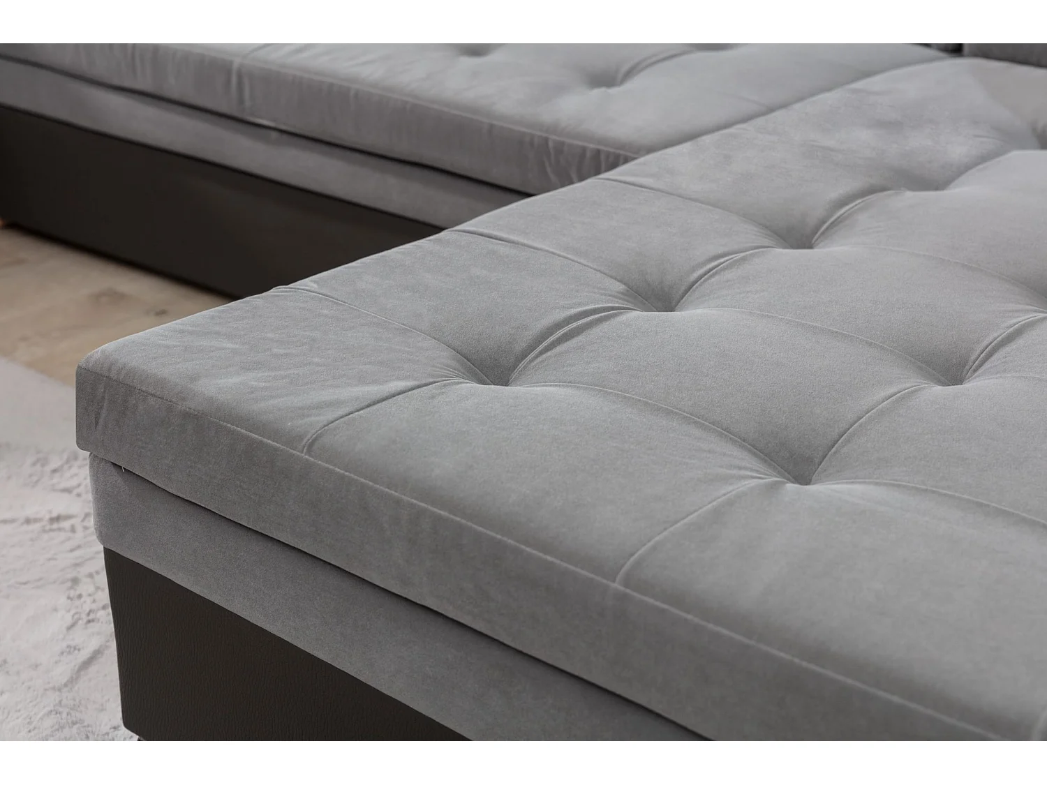 Sofá de canto Olio UR/Tecido/Cinzento&Preto/Em stock