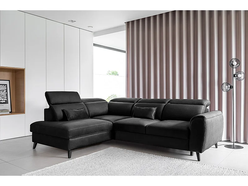 Ecksofa Dino L/Stoffbezug/Schwarz