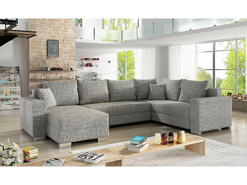 Divano d'angolo Berta L/Tessuto-Grigio