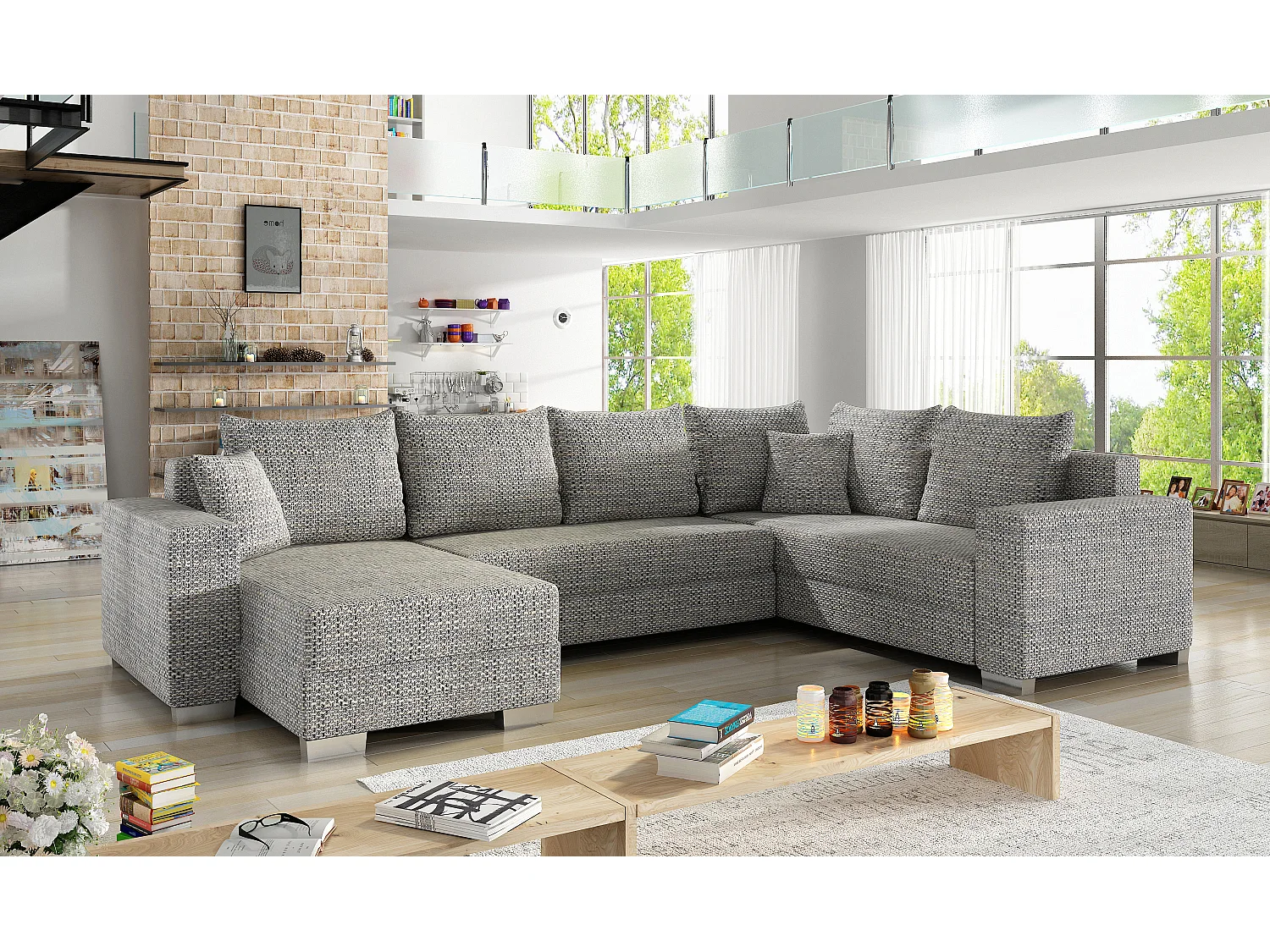 Ecksofa Berta L/Stoff-Grau