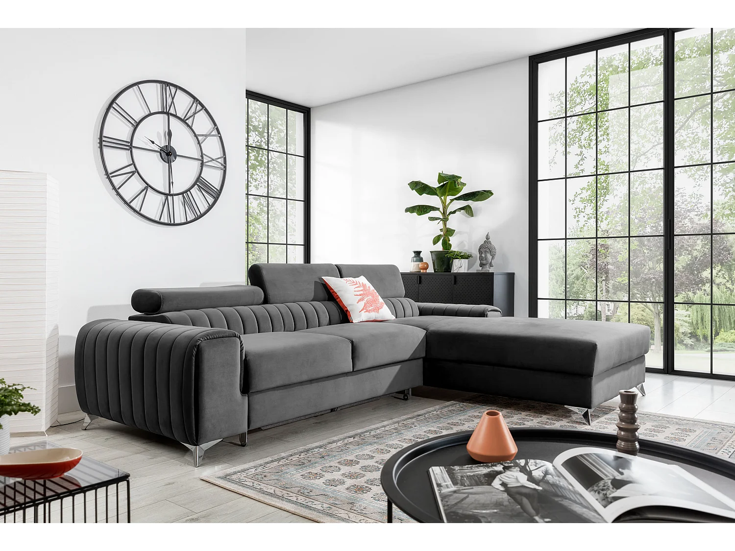 Divano d'angolo Futura R/Tessuto-Antracite