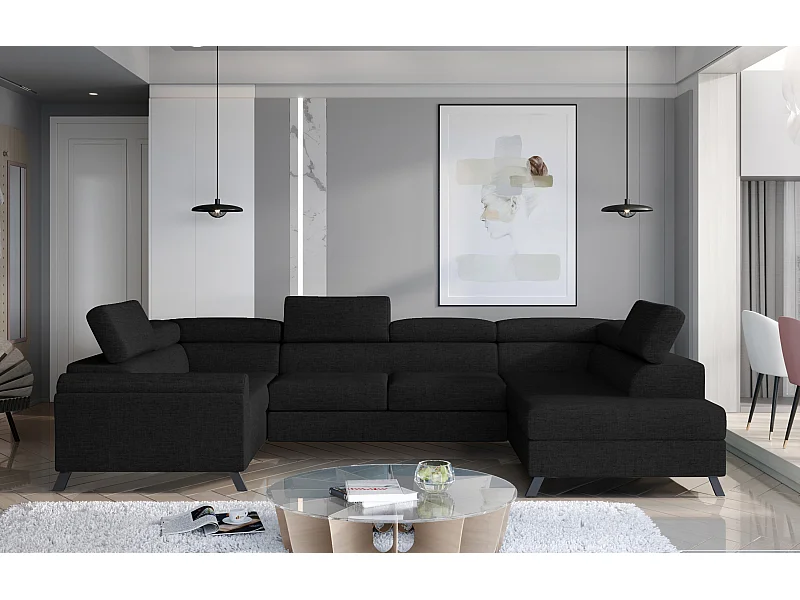 Ecksofa Lenzo UR/Stoff-Schwarz