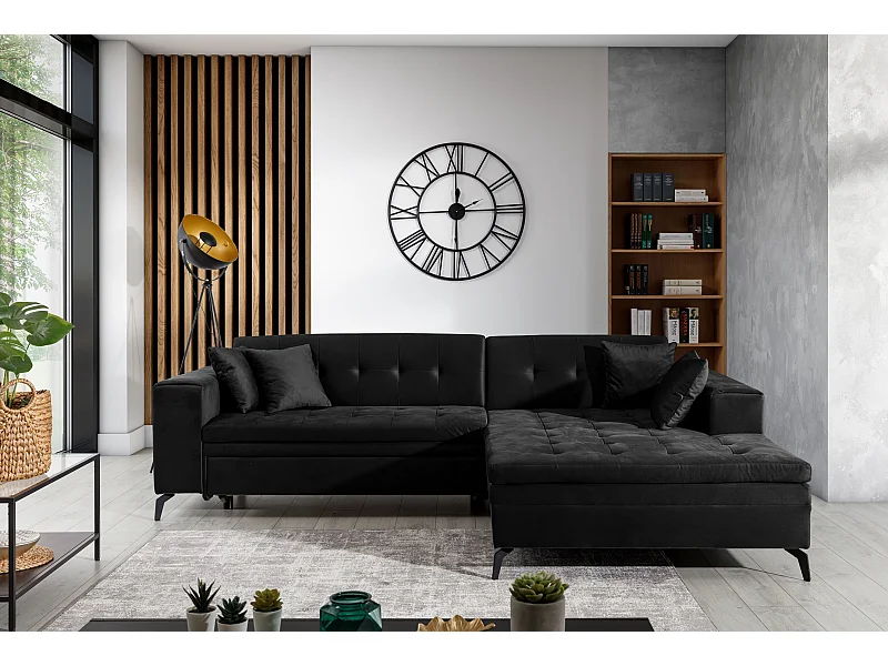 Ecksofa Primo R/Stoff-Schwarz