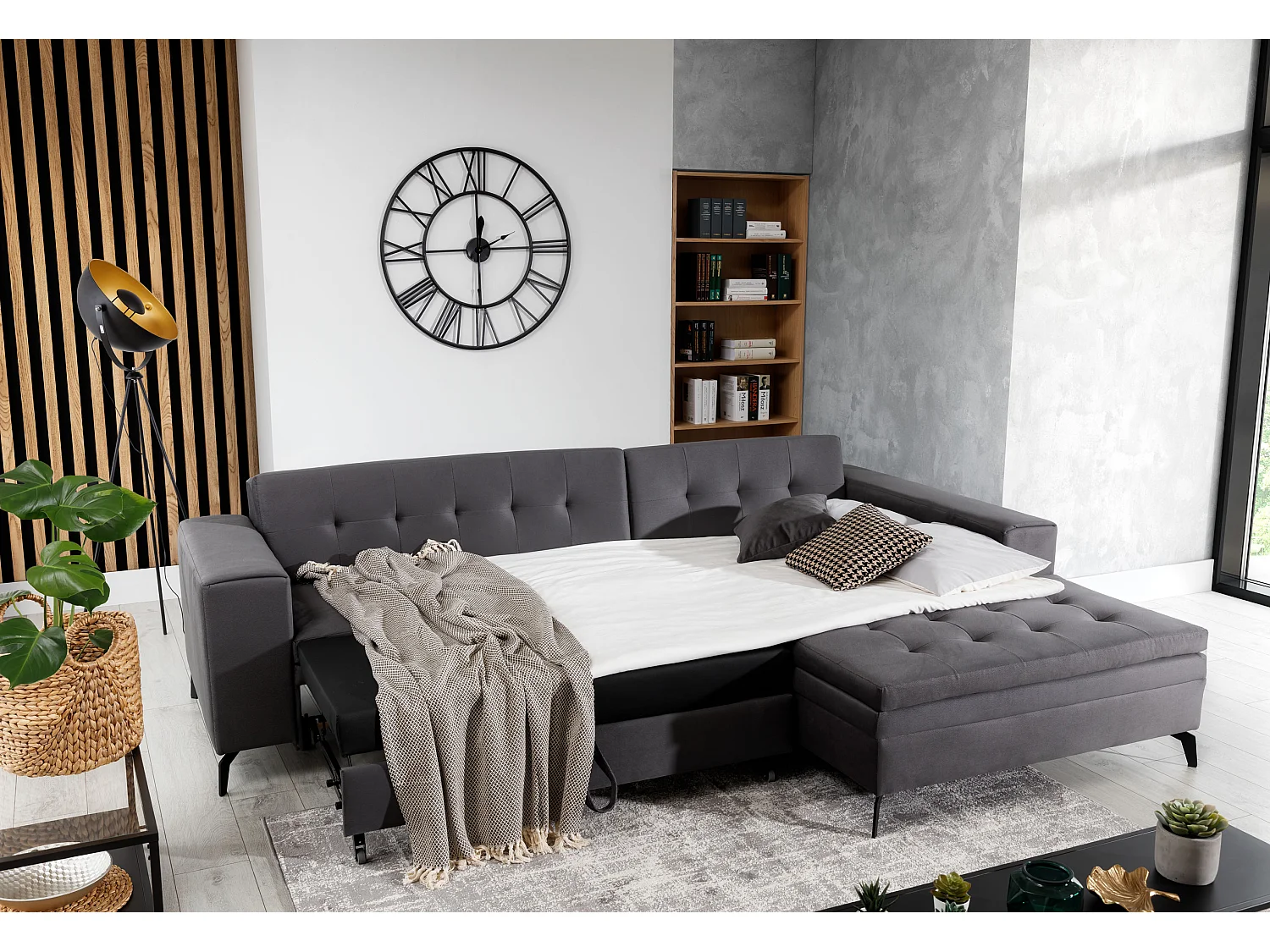 hoekbank Primo R/stof-zwart