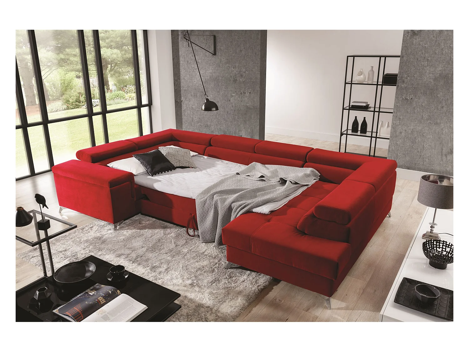 Ecksofa Roberto UR/Stoffbezug-Rot