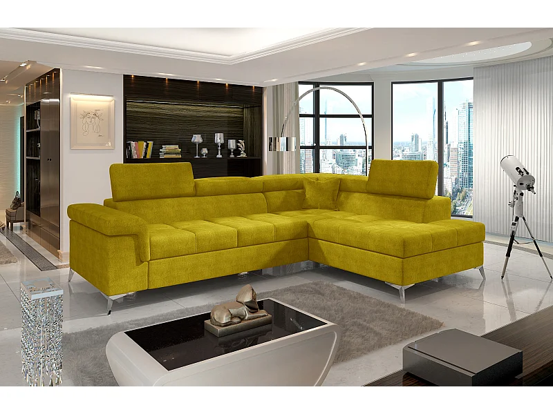 Canapé Corner Galano R/Tissu-Jaune