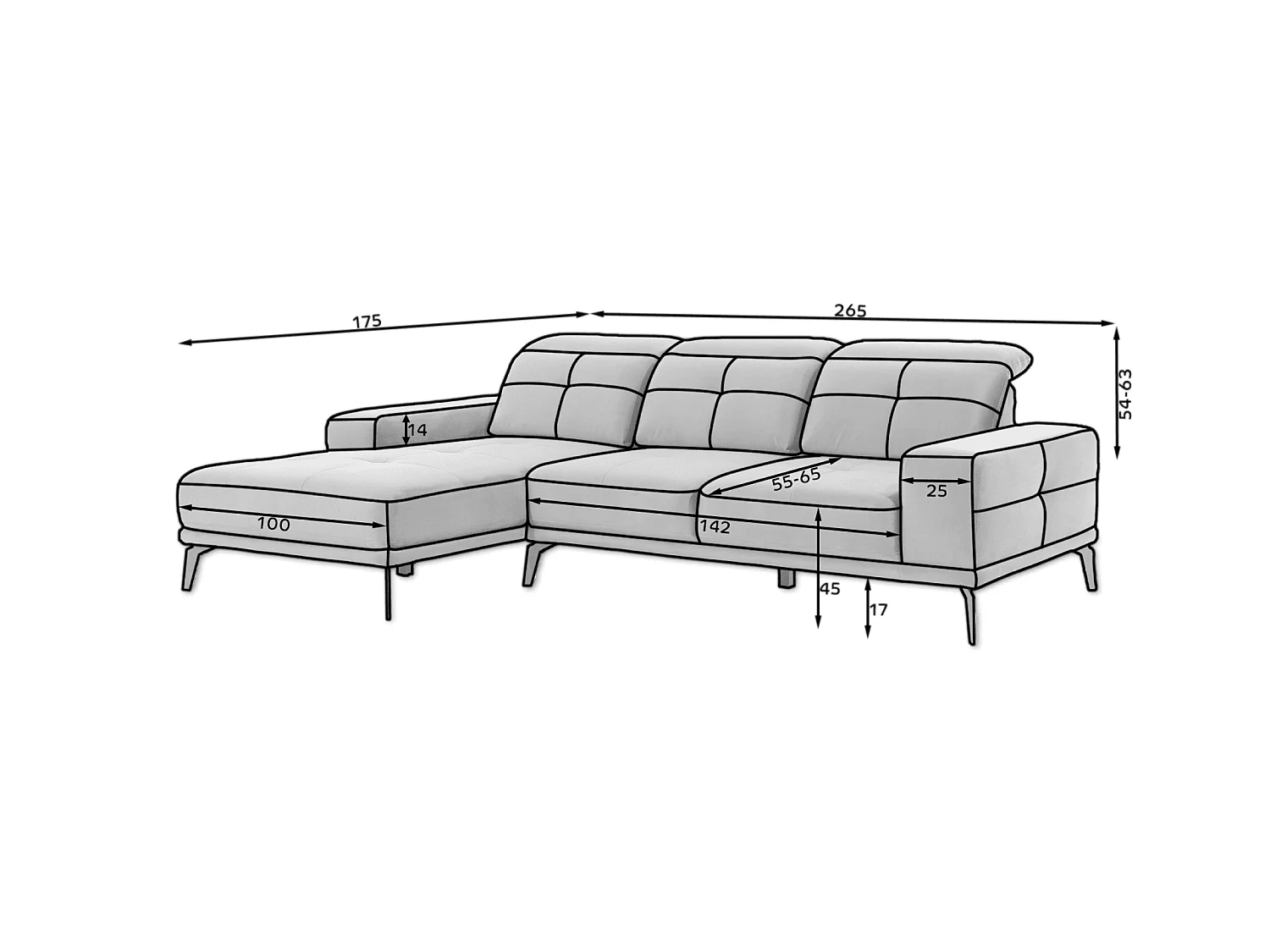 Ecksofa Vascco R/Stoffbezug/