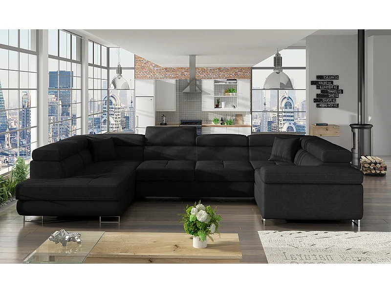 Ecksofa Otto L/Stoff-Schwarz