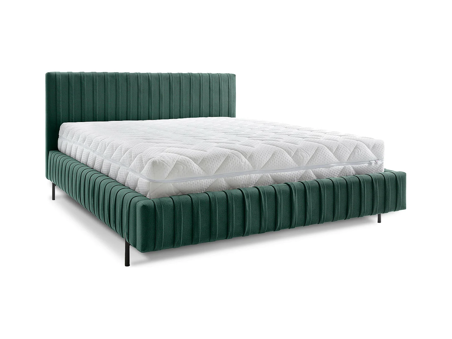 Lit coffre Plika prestige – Design et tissu pour un confort absolu-Couleur Vert foncé-180x200