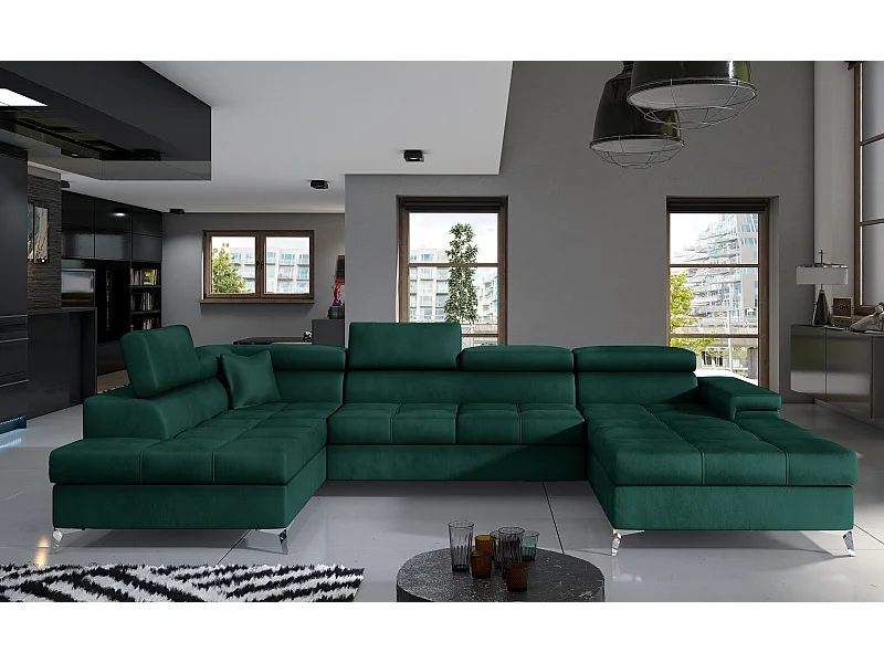 Ecksofa Perano UL/Stoff-Grün