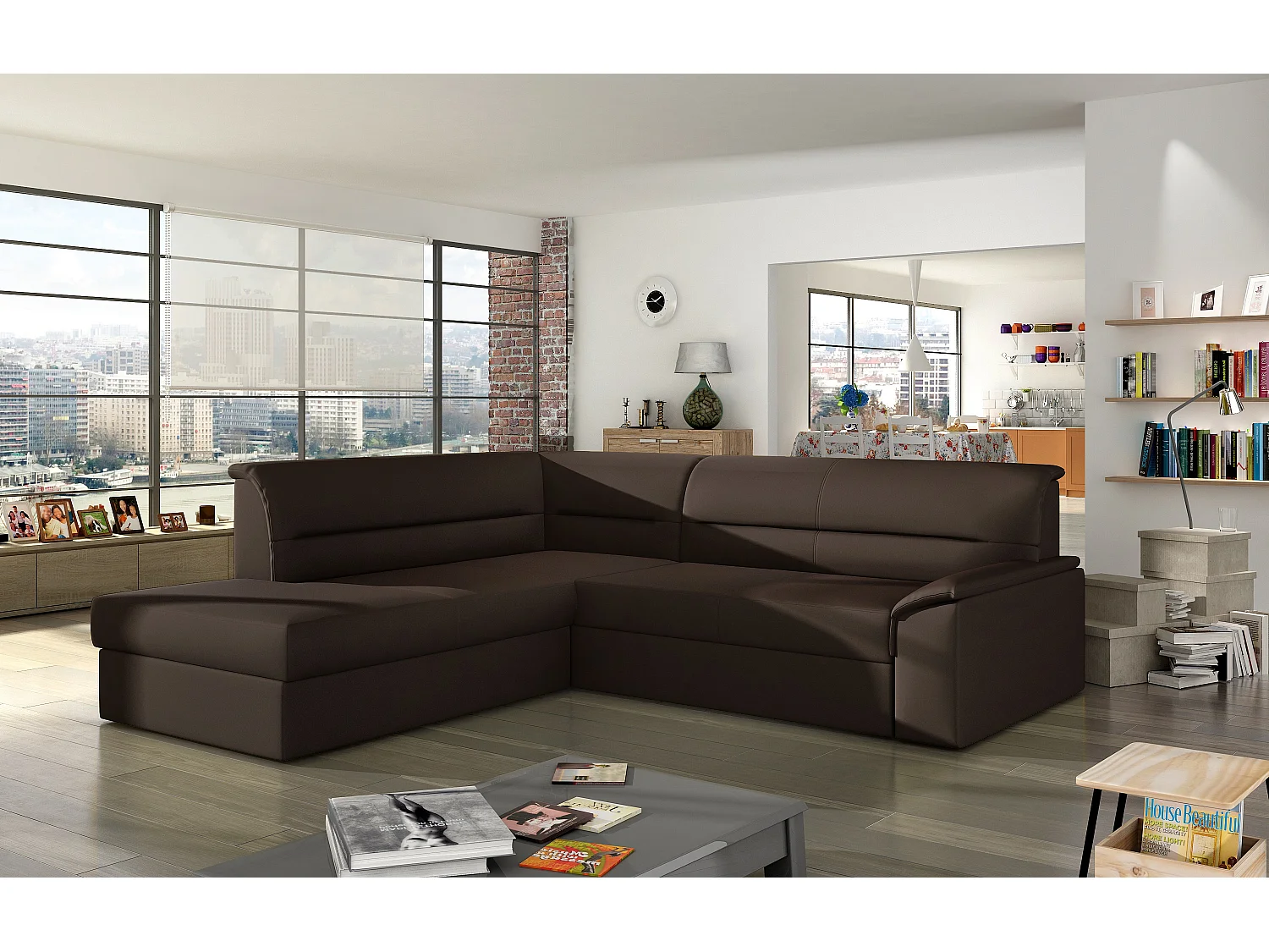 Ecksofa Lusio L/Stoff-Braun