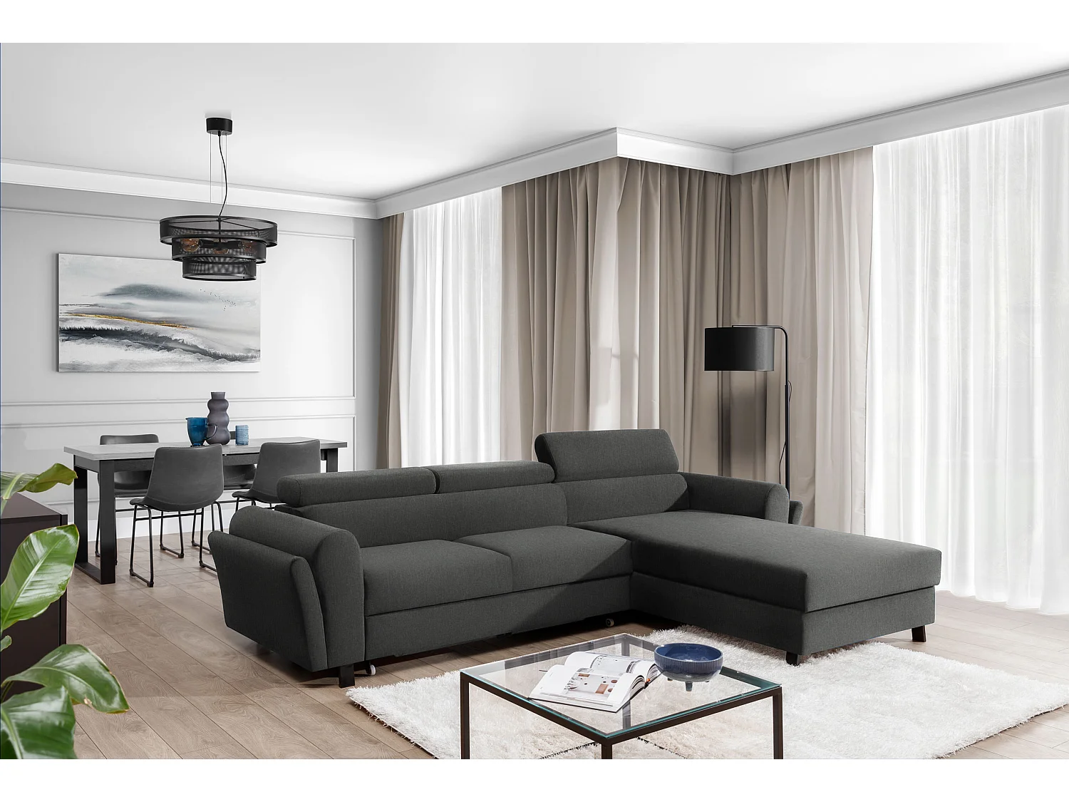 Ecksofa Salvia R/Stoff-Anthrazit