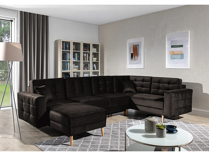 Ecksofa Daron UL/Stoff-Schwarz