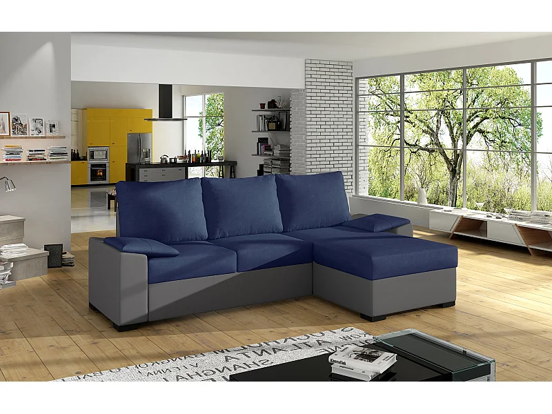 Canapé Corner Cadro R/Tissu-Bleu