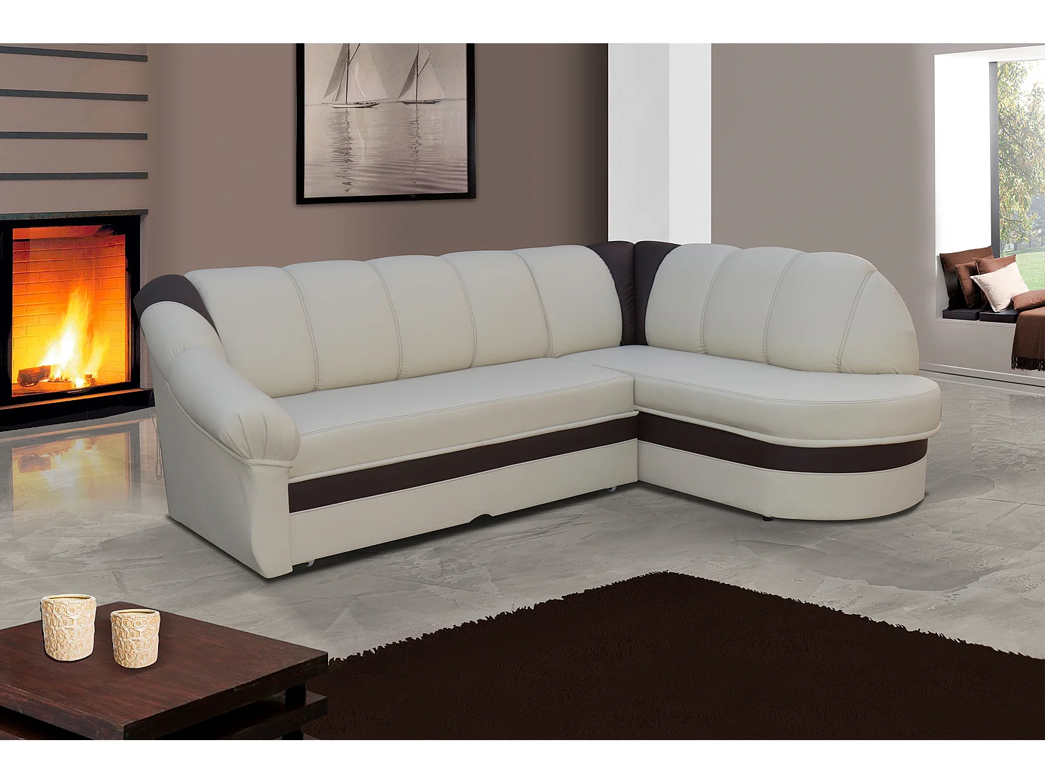 Canapé Corner Fuente R/Tissu-Blanc