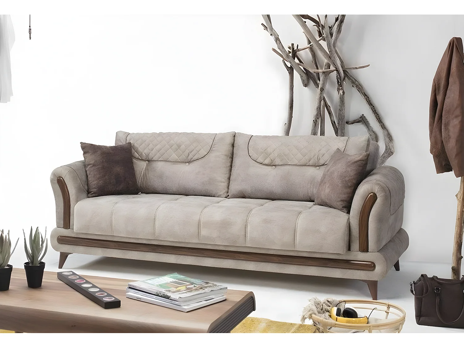 3 Pers. Couch Vega/Stoff-Braun