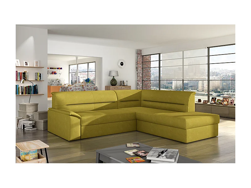 Canapé Corner Lusio R/Tissu-Jaune