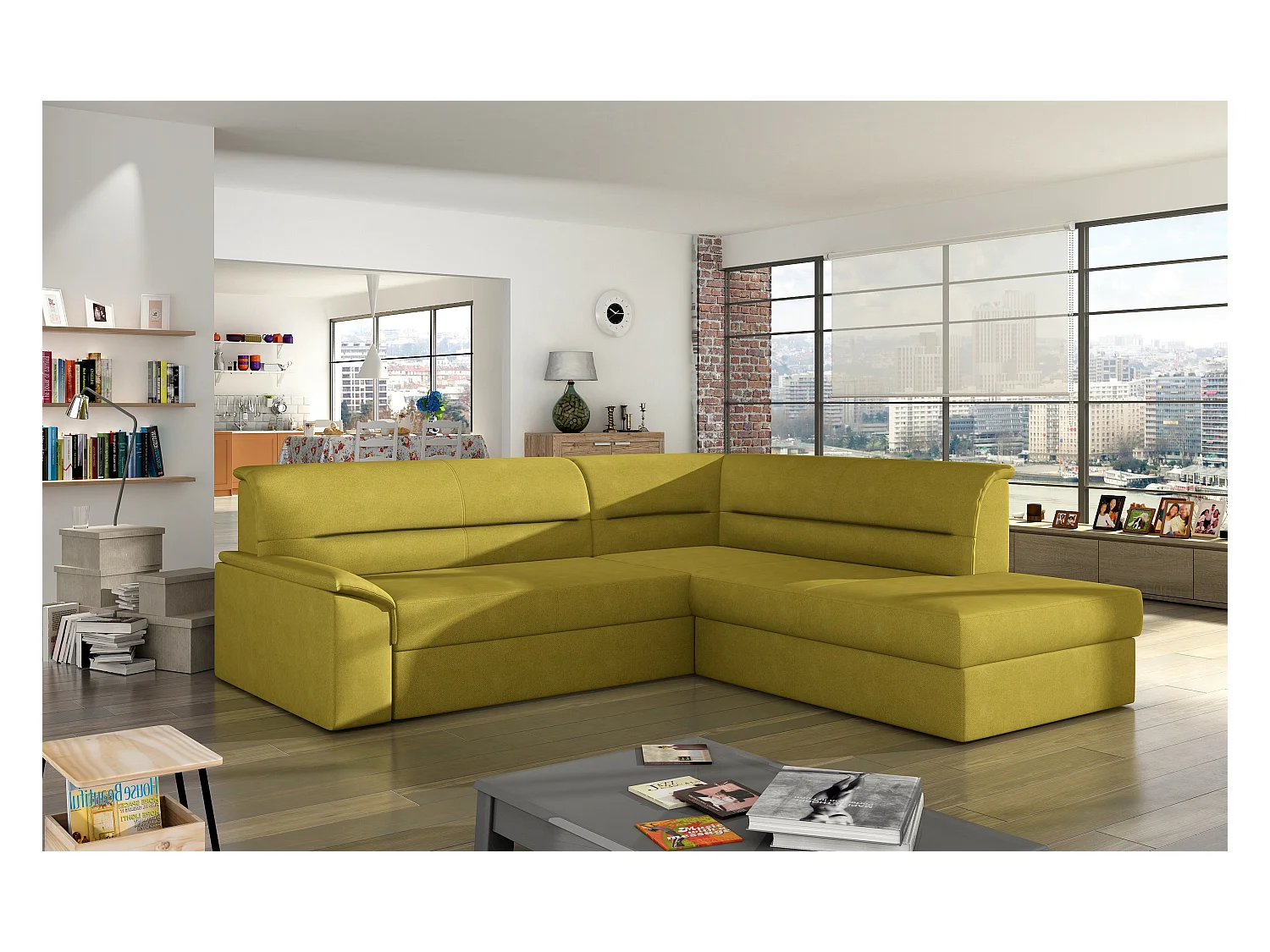 Ecksofa Lusio R/Stoff-Gelb