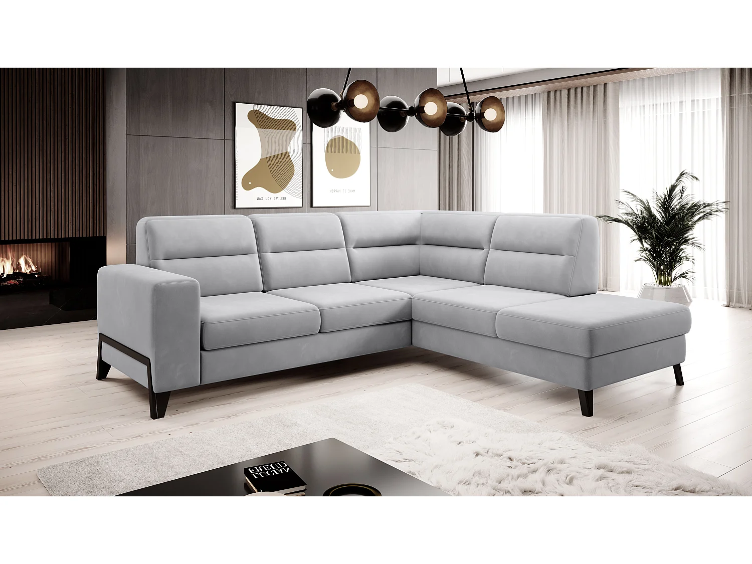 Canapé d'angle Torronto R/revêtement en tissu/gris