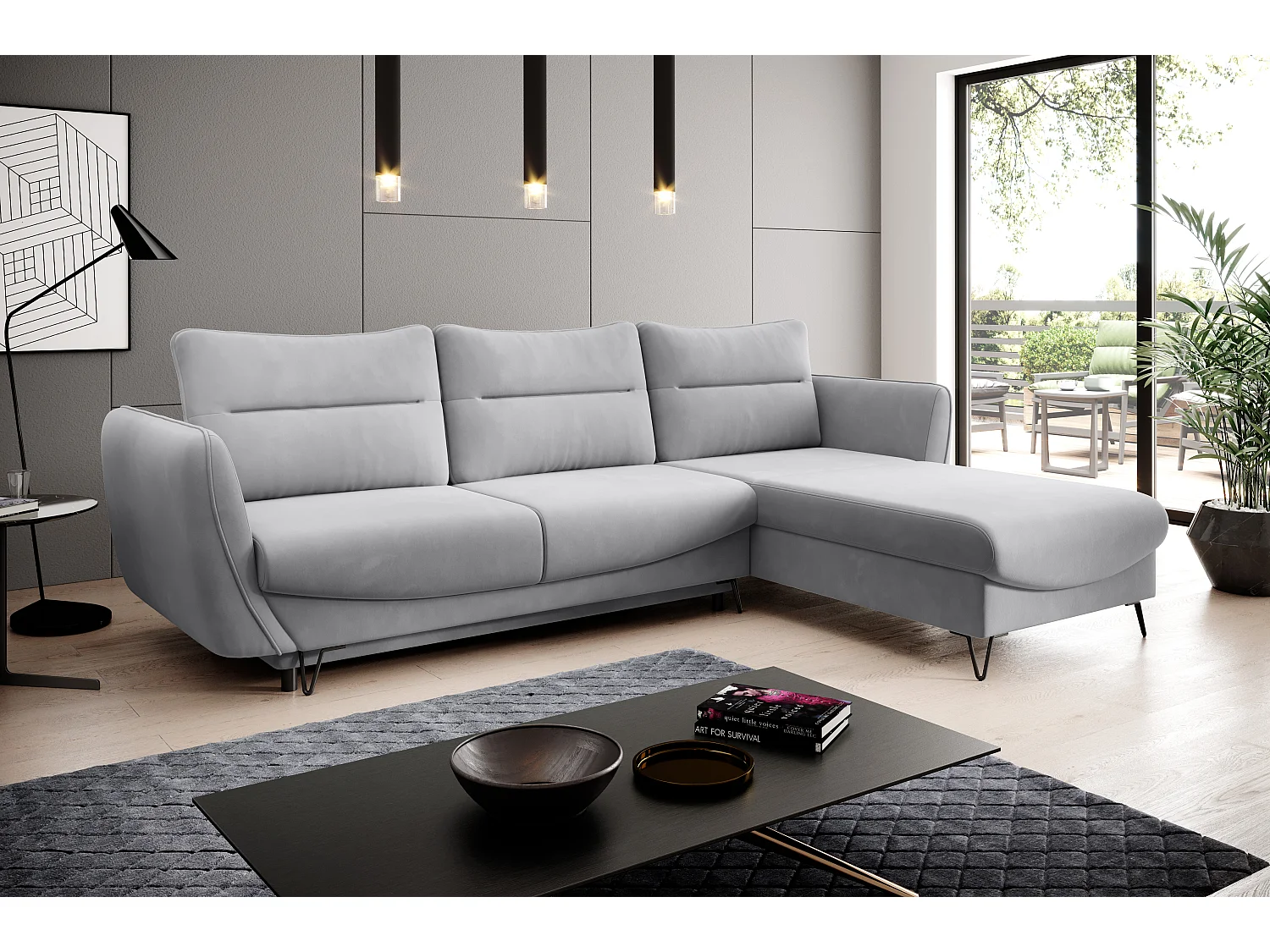 Canapé Corner Astra R/Tissu-Gris