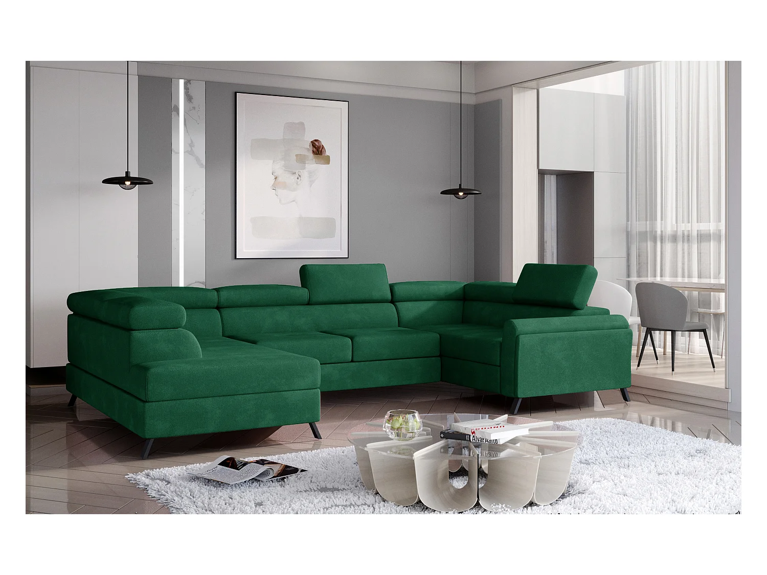 Ecksofa Lenzo UL/Stoff-Grün