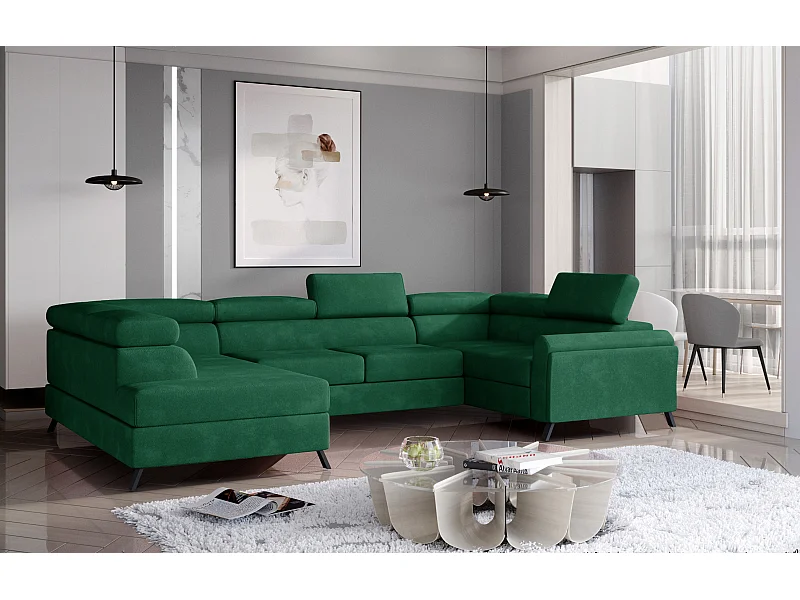 Canapé Corner Lenzo UL/Tissu-Vert