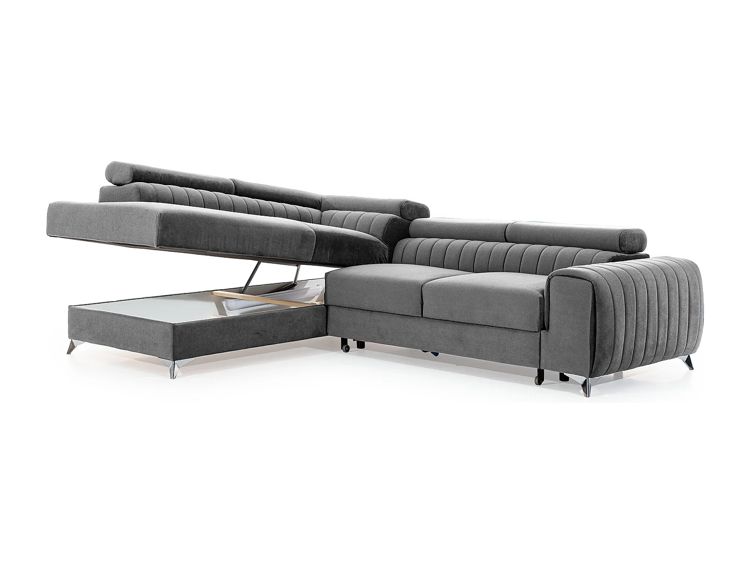 Ecksofa Genova L/Stoff/Schwarz/An Lager